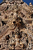 Elaborate figures carved in stucco decorate the ancient stupas, Kakku Buddhist Ruins. Shan State in Myanmar (Burma).
